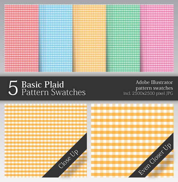 5 Basic Plaid Pattern Swatches - Miscellaneous Textures / Fills / Patterns