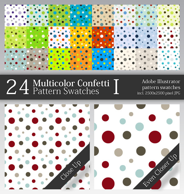 24 Multicolor Confetti Pattern Swatches I - Abstract Textures / Fills / Patterns