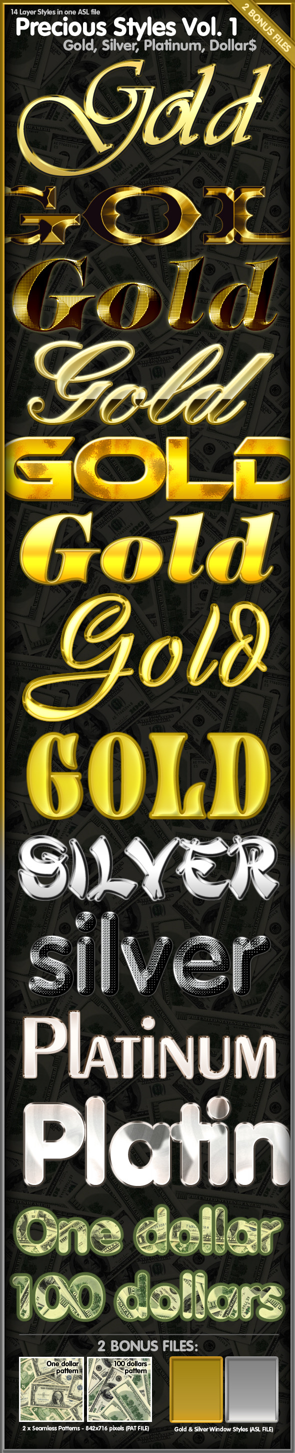 Precious Styles Vol.1 – Gold, Silver, Platinum - Text Effects Styles