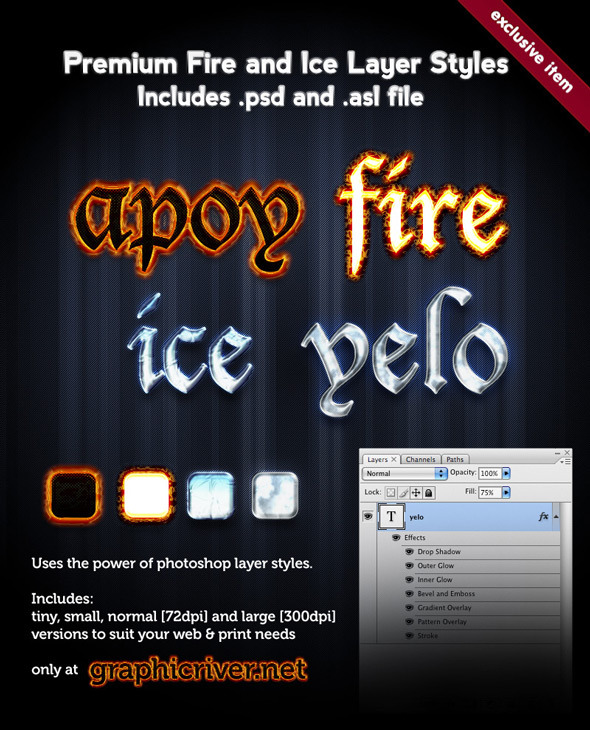 Premium Fire and Ice Layer Styles - Text Effects Styles