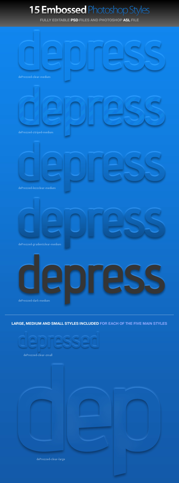 dePressed - Embossed Photoshop Styles - Text Effects Styles