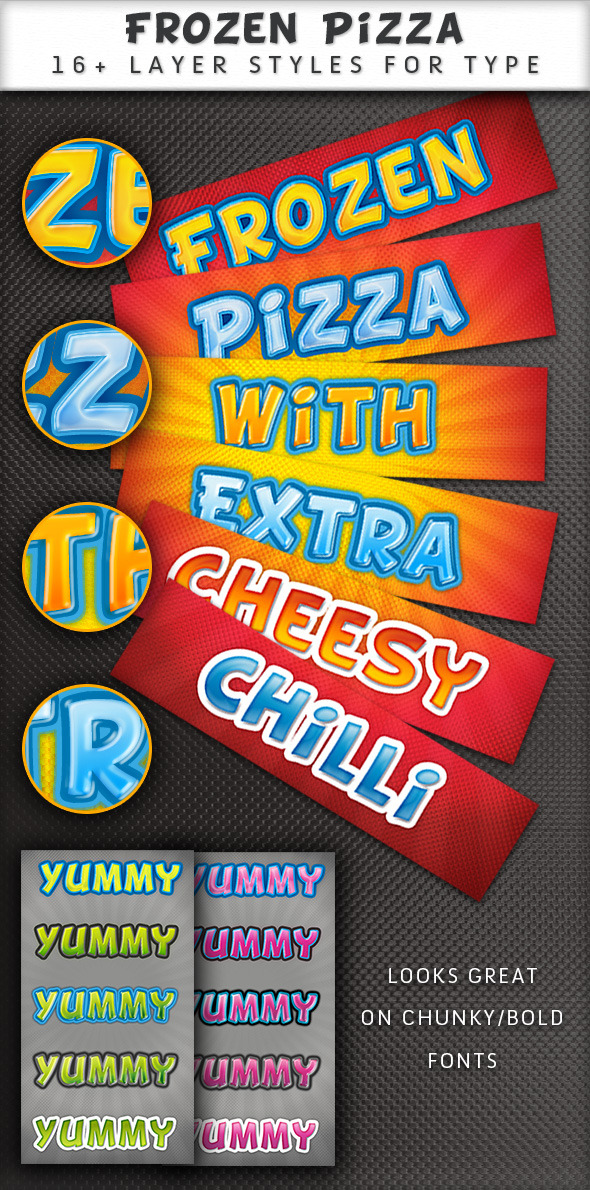 Frozen Pizza layer styles - Photoshop Add-ons