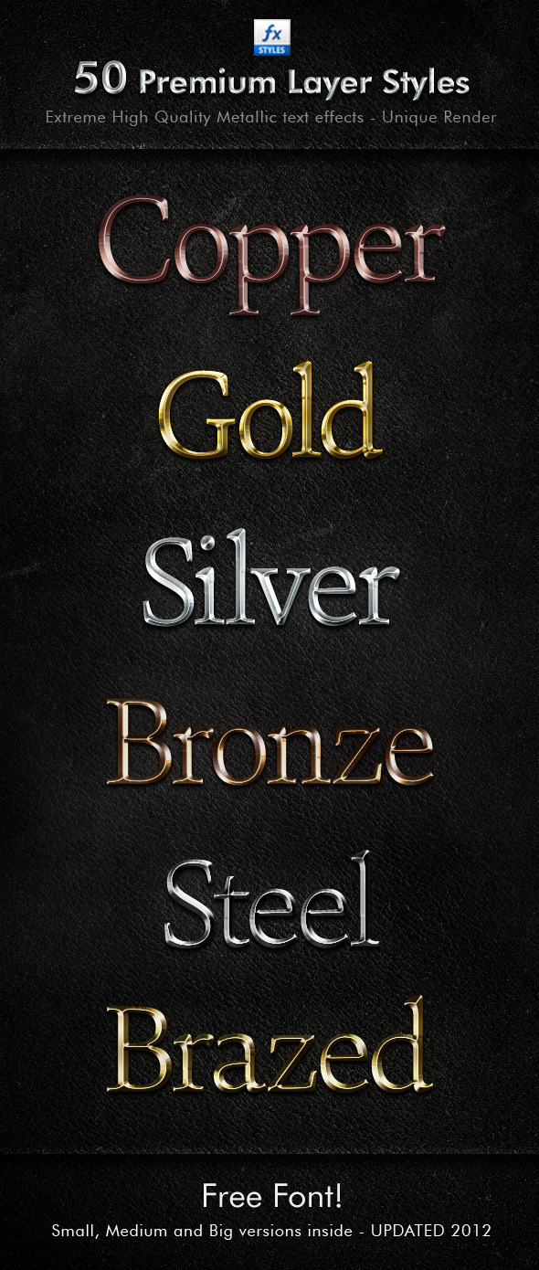Shiny Metal Styles Pack - Text Effects Styles