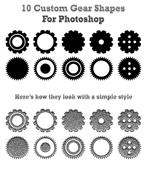 10 Custom Gear Shapes For Photoshop - Objects Shapes