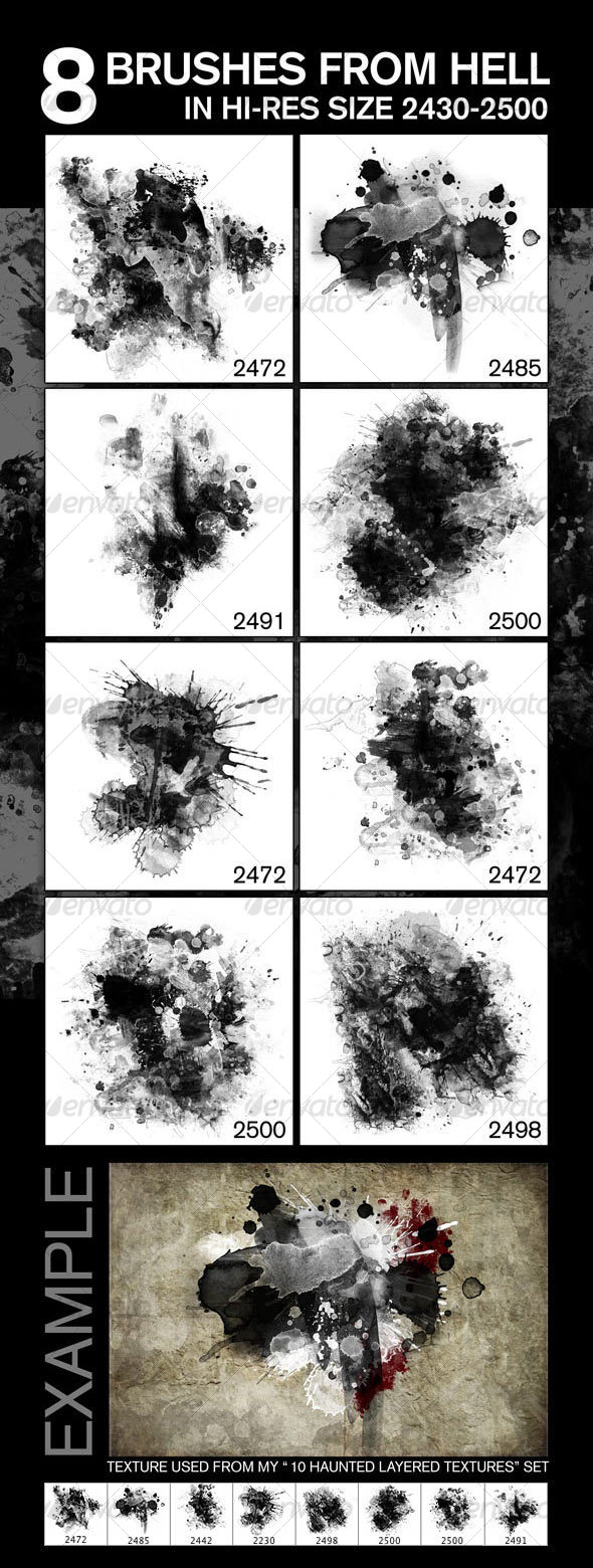 8 Fabulous Hi-Res Brushes (.ABR) from Hell! - Abstract Brushes