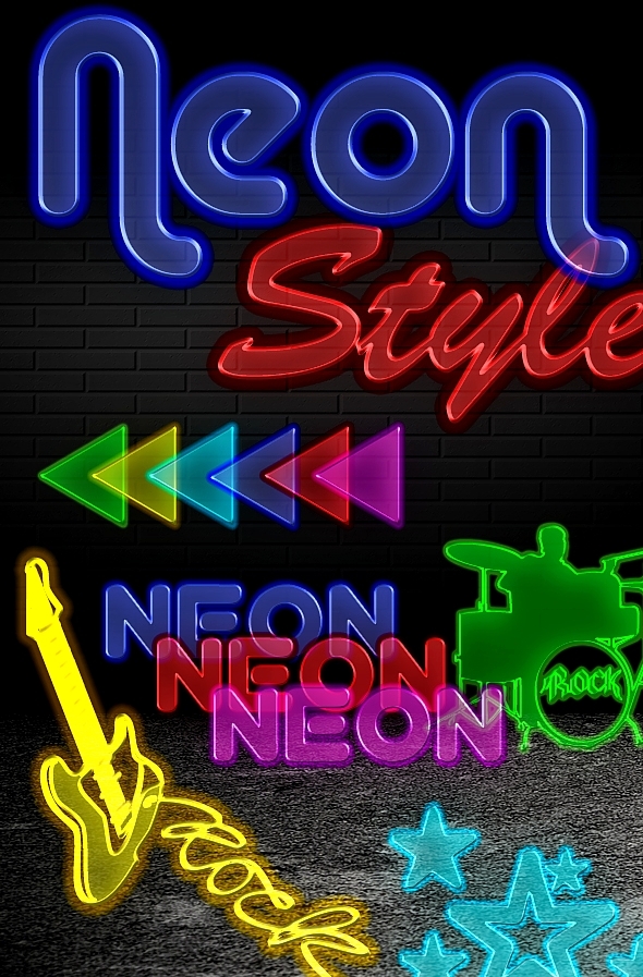 Neon Styles 6 colors - Text Effects Styles