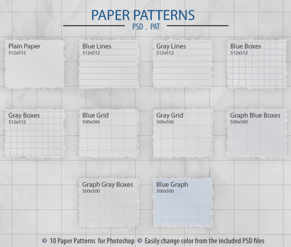 Paper Patterns - Textures / Fills / Patterns Photoshop