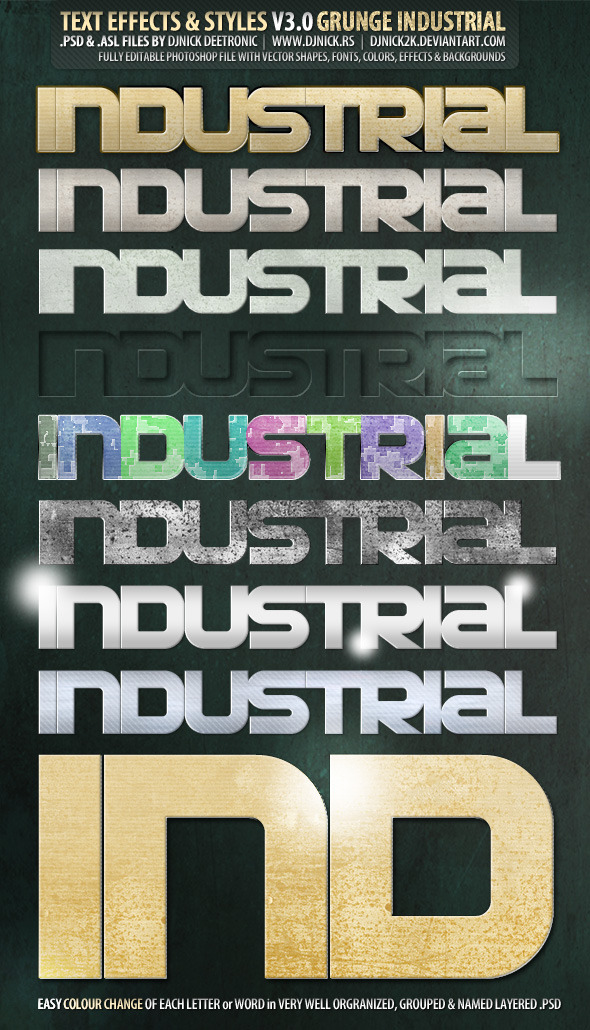 Grunge PSD text effects and styles by djnick - Text Effects Styles