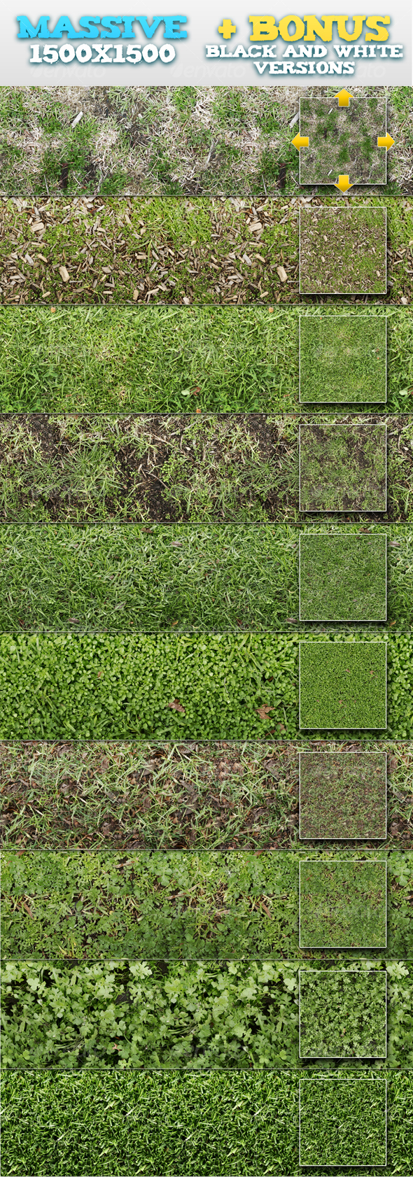 10 Tileable Grass Patterns + BONUSES - Textures / Fills / Patterns Photoshop