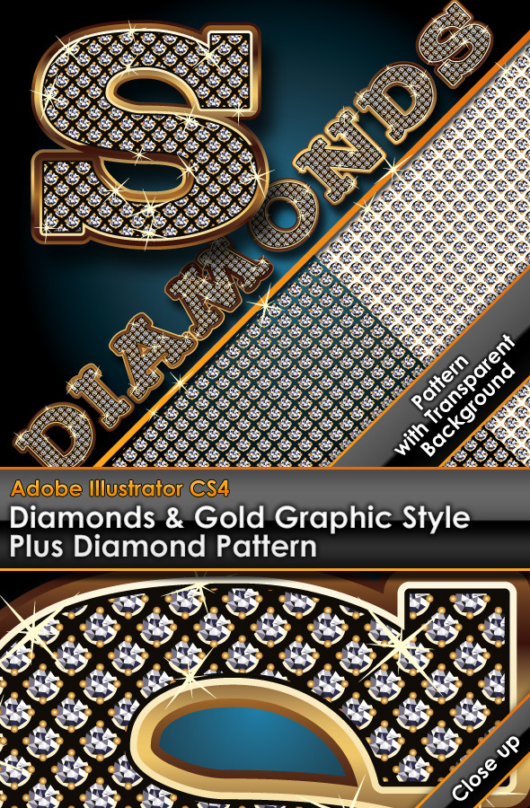 Diamonds & Gold Graphic Style Plus Diamond Pattern - Styles Illustrator