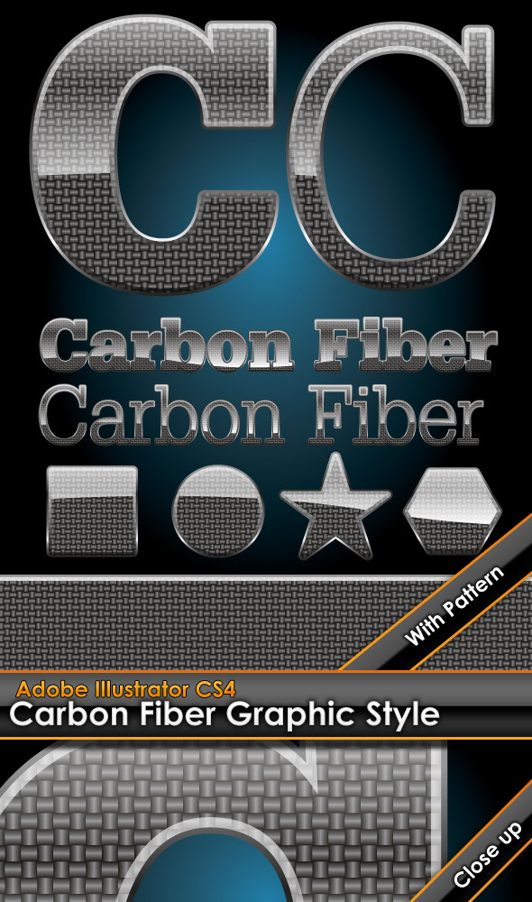 Glossy Carbon Fiber Graphic Style with Pattern - Styles Illustrator