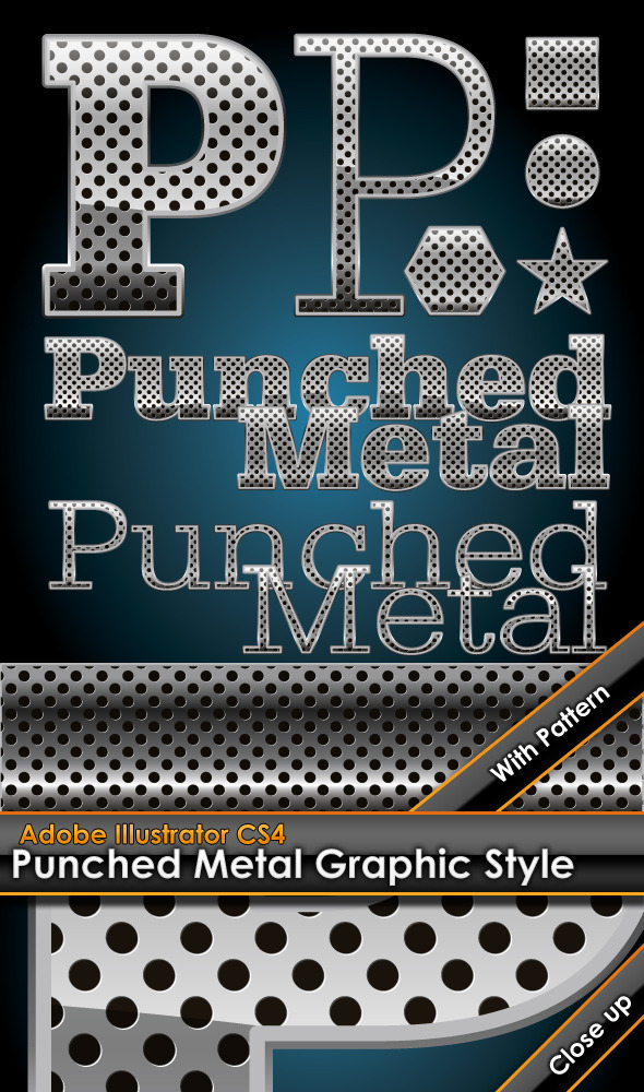 Hole Punched Metal Graphic Style plus bonus patter - Styles Illustrator