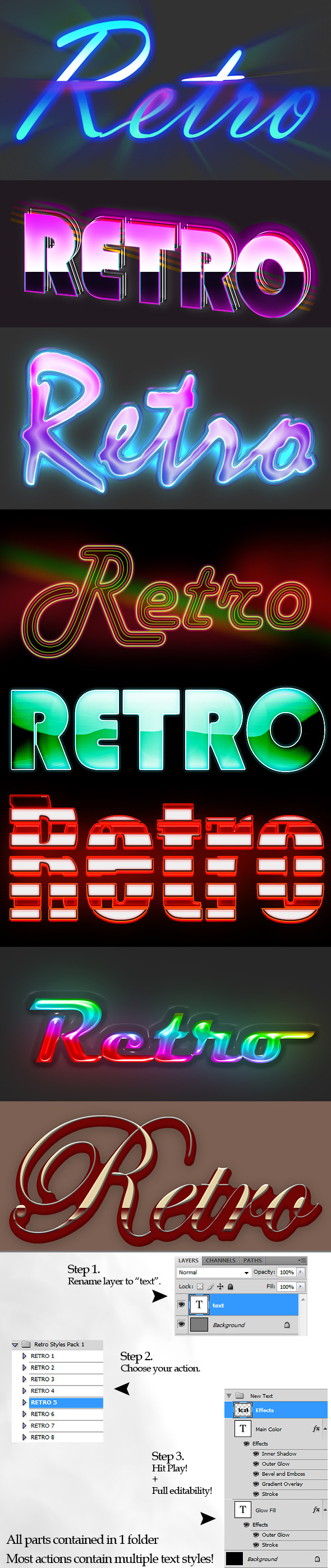 Retro Style Text Actions - Photoshop Add-ons