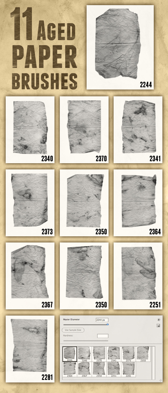 11 Aged Paper Brushes - Brushes Photoshop
