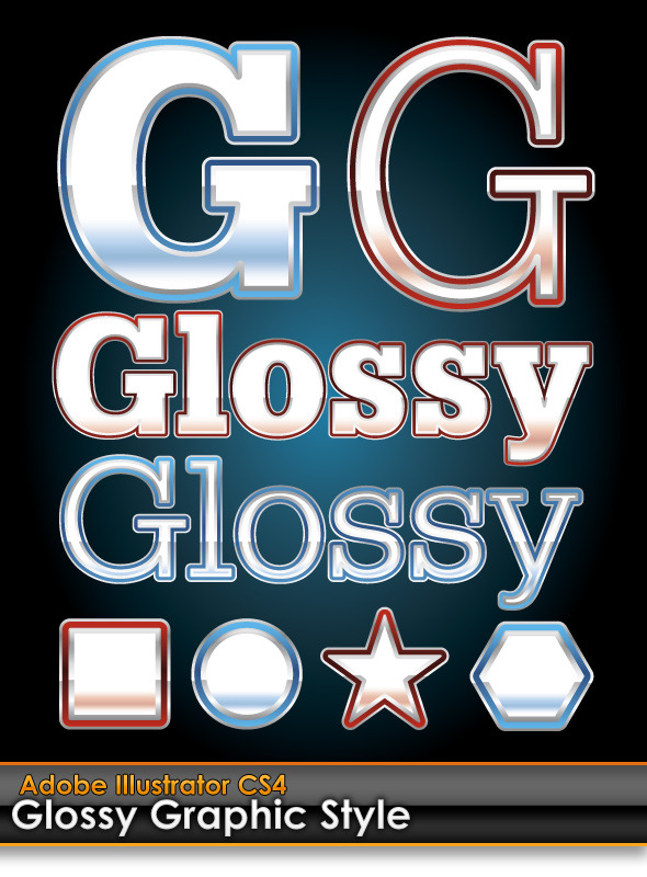 Glossy Illustrator Graphic Styles (Red & Blue) - Styles Illustrator