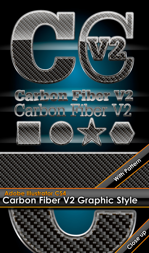 Glossy Carbon Fiber V2 Graphic Style with Pattern - Styles Illustrator
