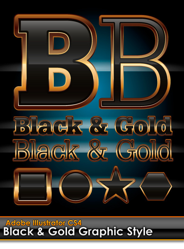 Black & Gold Illustrator Graphic Style - Styles Illustrator