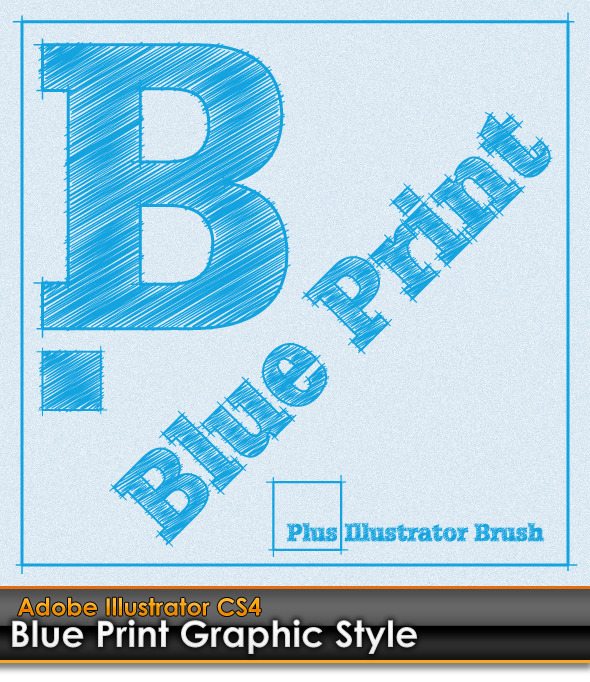 Blue Print Illustrator Graphic Style plus AI Brush - Styles Illustrator