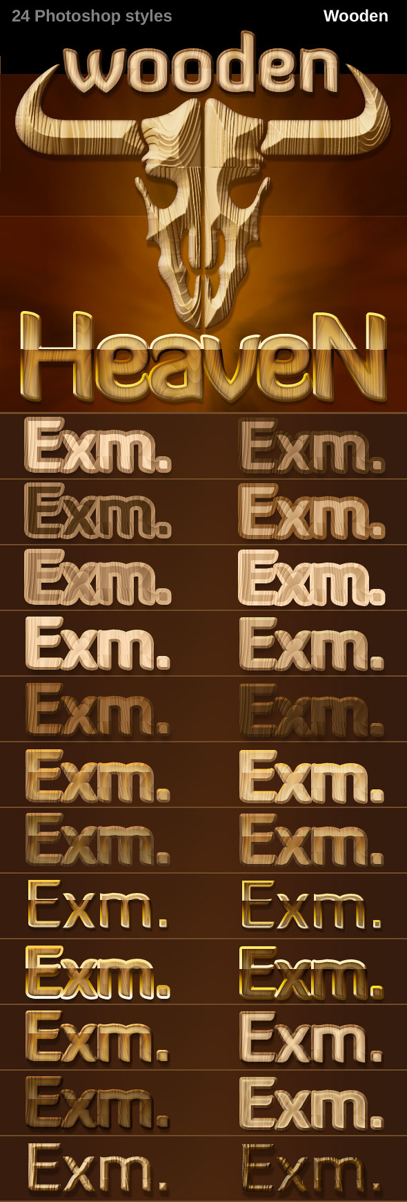 24 Photoshop Styles - Wooden - Text Effects Styles