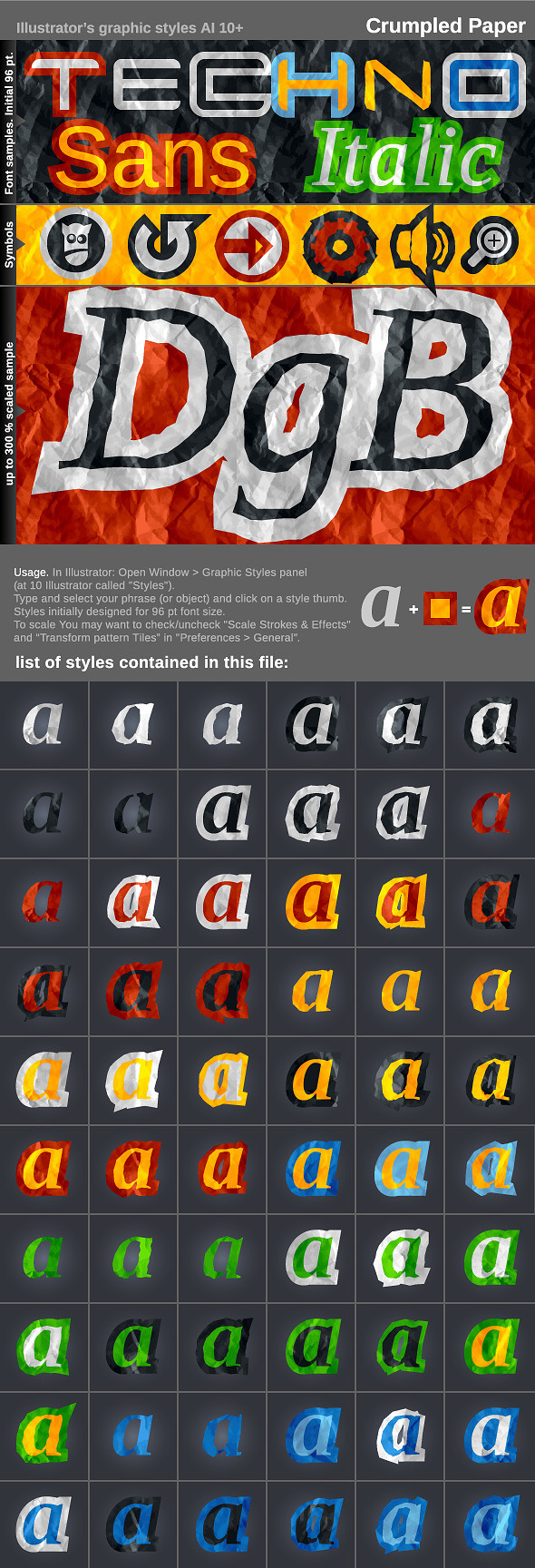 Illustrator’s styles AI CS+. Crumpled Paper. - Styles Illustrator