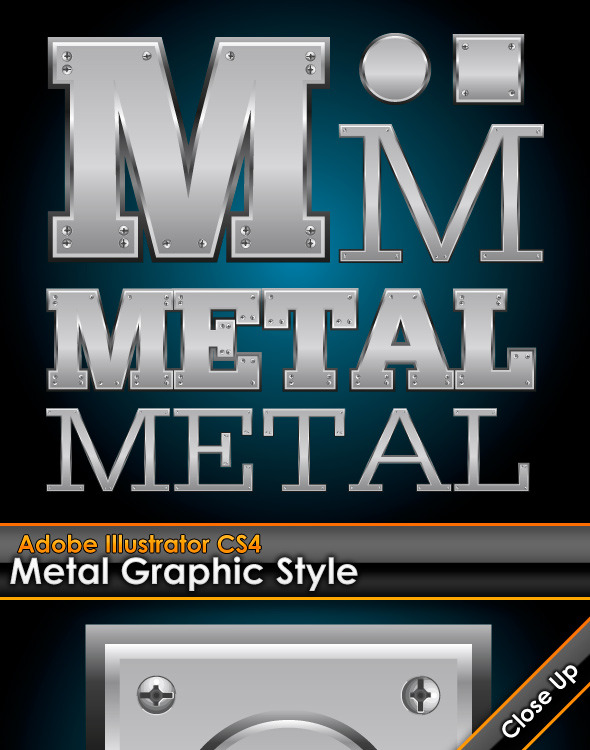 Metal Plate Illustrator Graphic Style with Bolts - Styles Illustrator