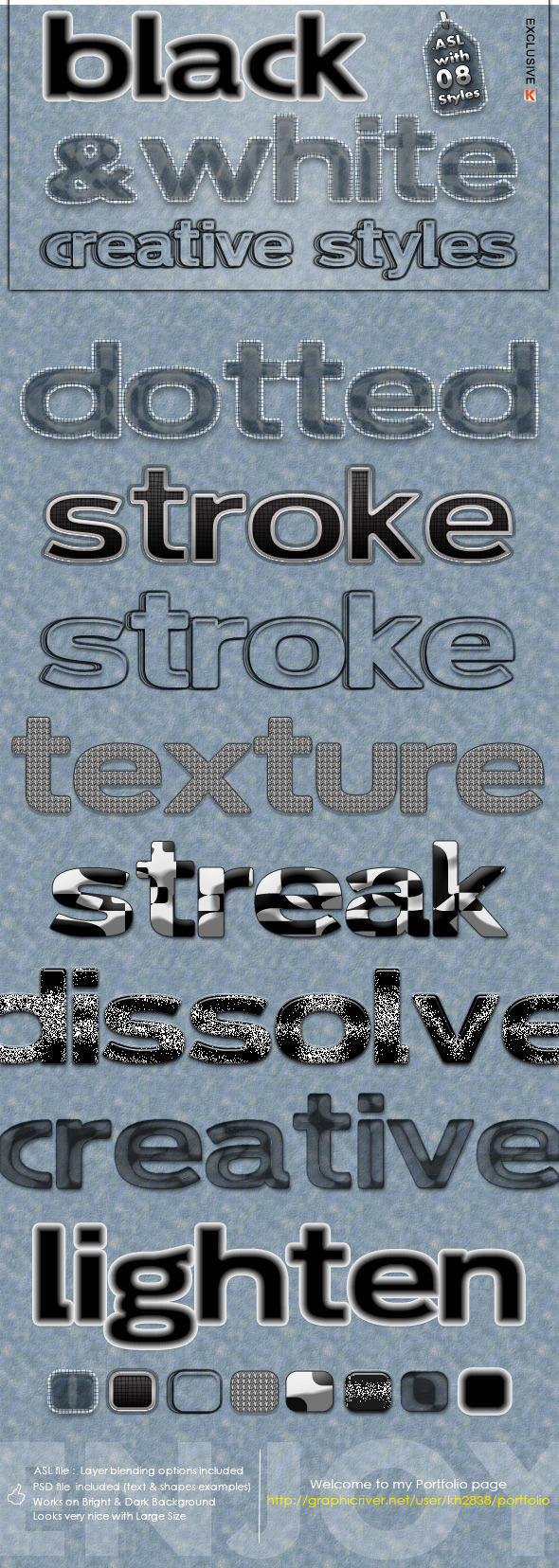 Black & White Creative Text Styles - Photoshop Add-ons