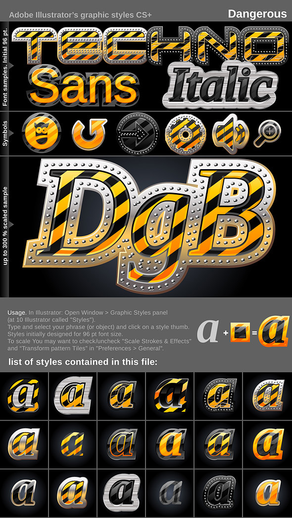 Illustrator Graphic Styles. Dangerous - Styles Illustrator