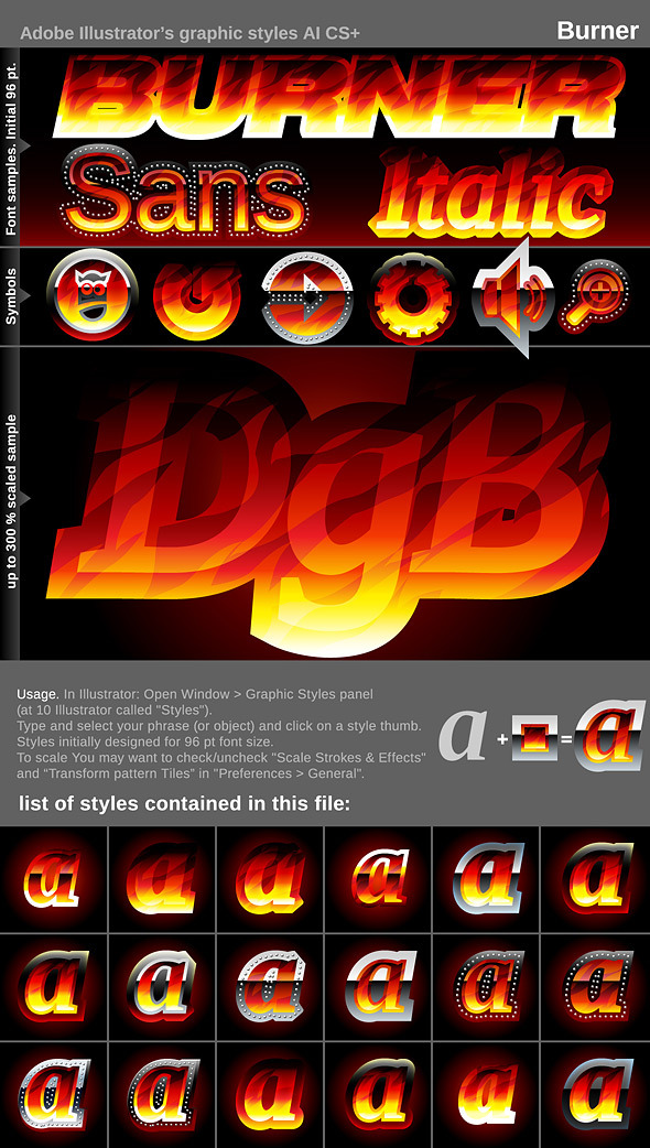 Illustrator Graphic Styles - Burner - Styles Illustrator
