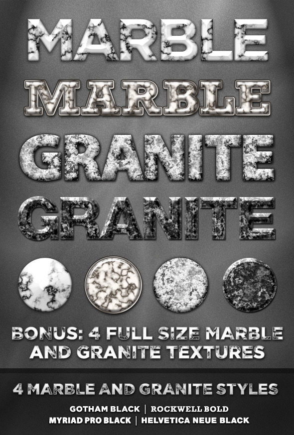 4 Marble and Granite Styles - Text Effects Styles