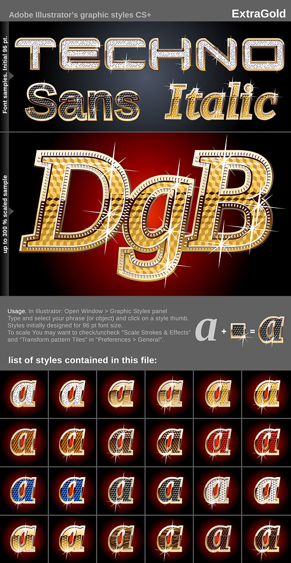 Illustrator Graphic Styles - Extra Gold - Styles Illustrator