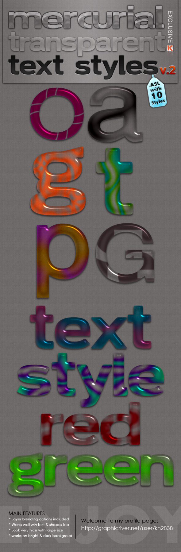 Mercurial Transparent Text Styles V.2 - Text Effects Styles