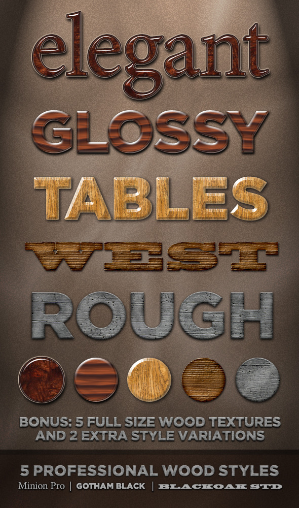 5 Professional Wood Styles - Text Effects Styles