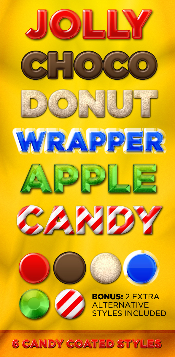 6 Candy Coated Styles - Photoshop Add-ons