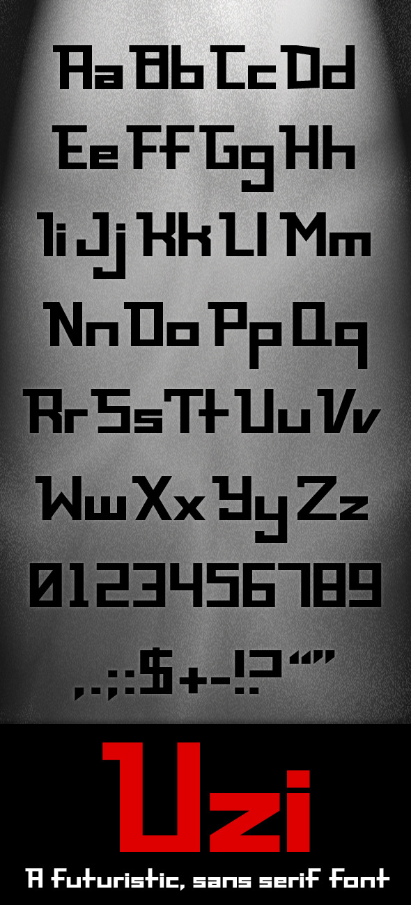 Uzi - Modern, futuristic, sans serif font - Sans-Serif Fonts