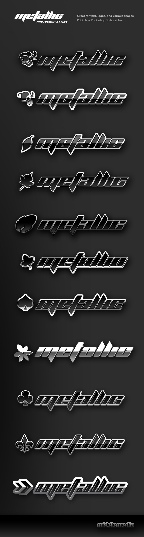 Metallic Chrome Photoshop Styles - Text Effects Styles