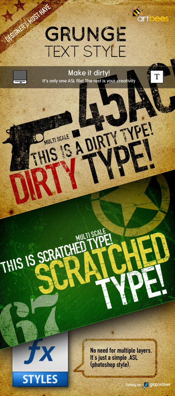 Artbees Grungy Text Styles - Dirty & Scratched - Text Effects Styles