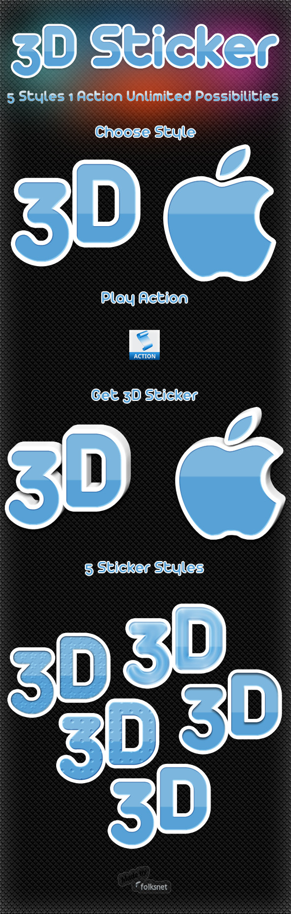 3D Sticker - Text Effects Actions