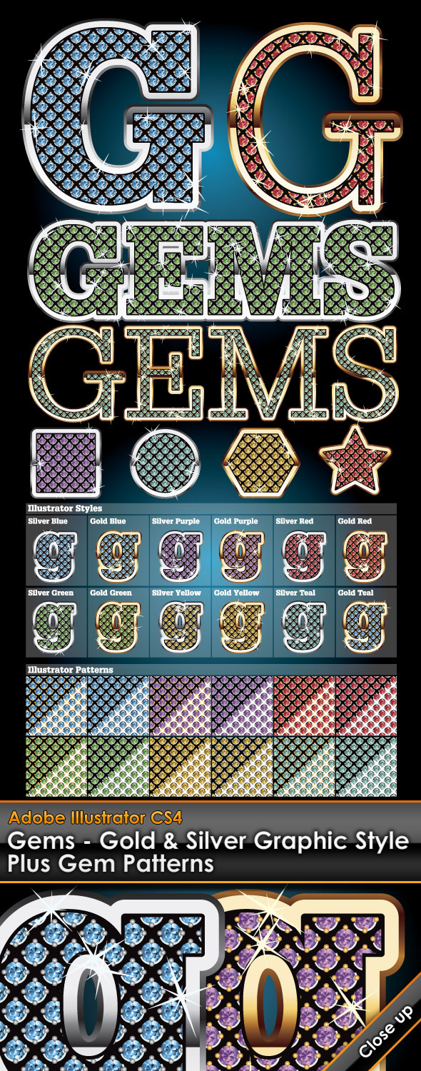 Gems Illustrator Graphic Styles - Styles Illustrator