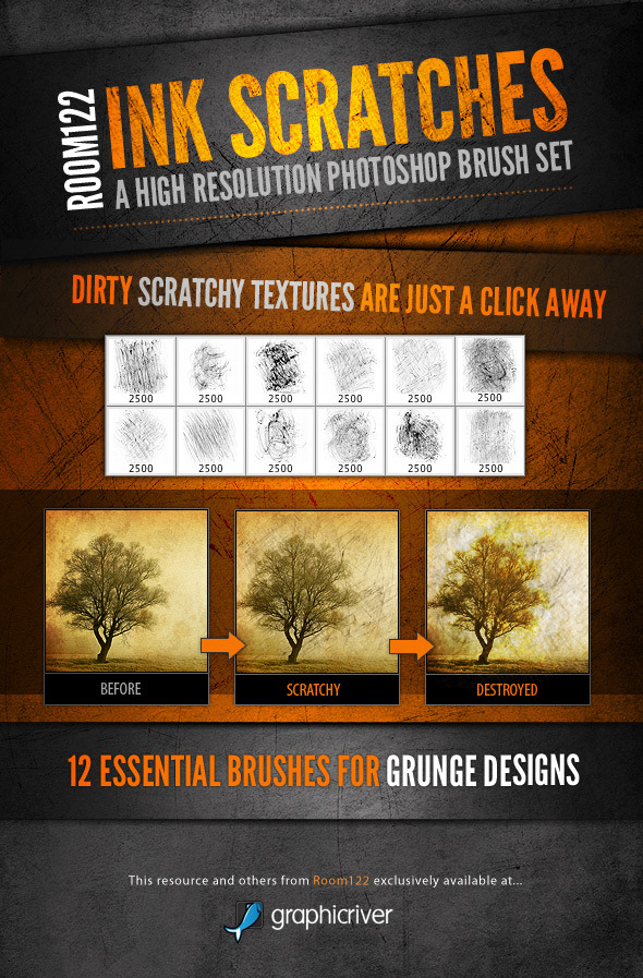 Ink Scratches Photoshop Brush Set - Brushes Photoshop