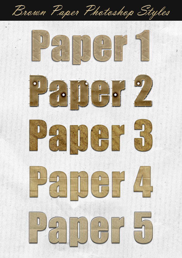 Brown Paper Photoshop Styles - Text Effects Styles