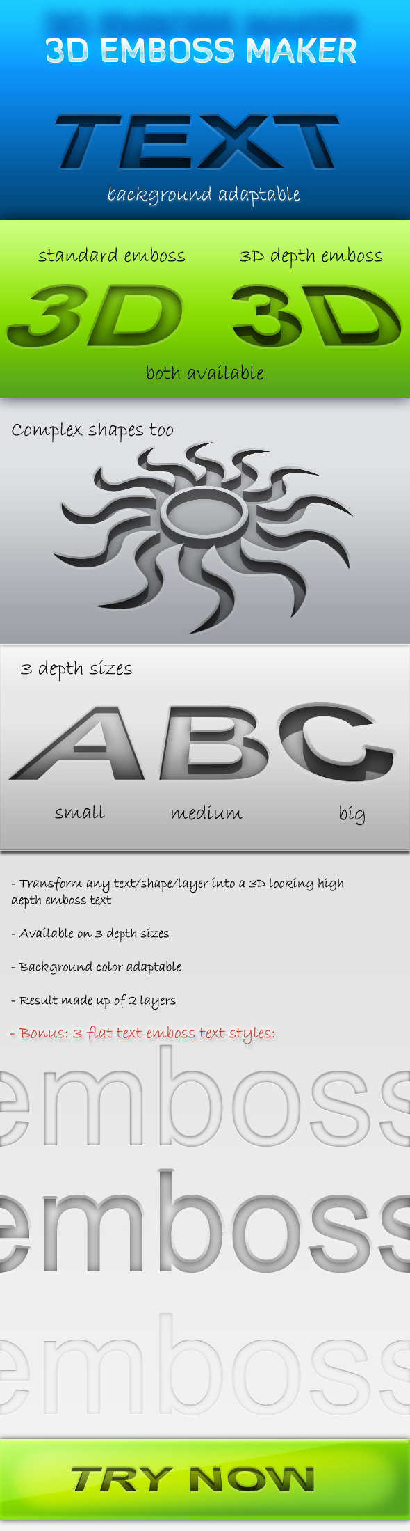 3D Emboss Maker - Text Effects Actions