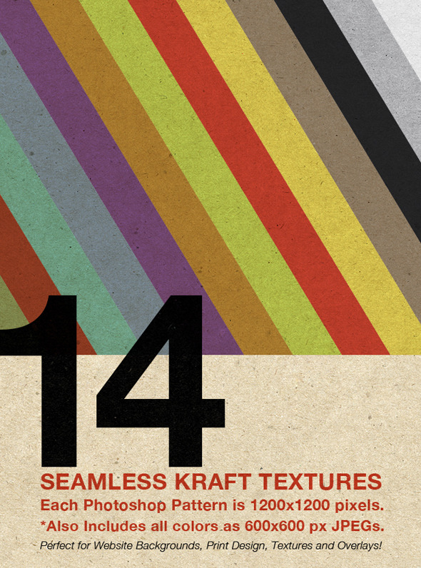 Seamless Kraft Patterns (14 Colors!) - Nature Textures / Fills / Patterns