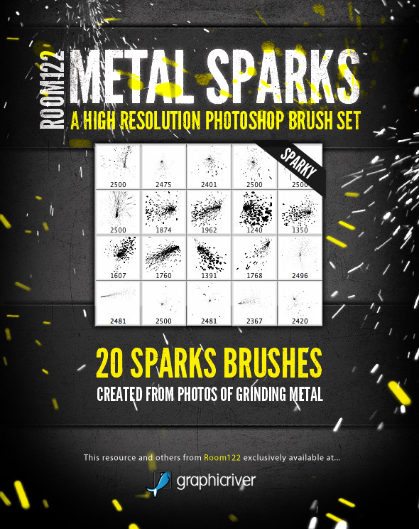 Metal Sparks - 20 Photoshop Brushes - Abstract Brushes