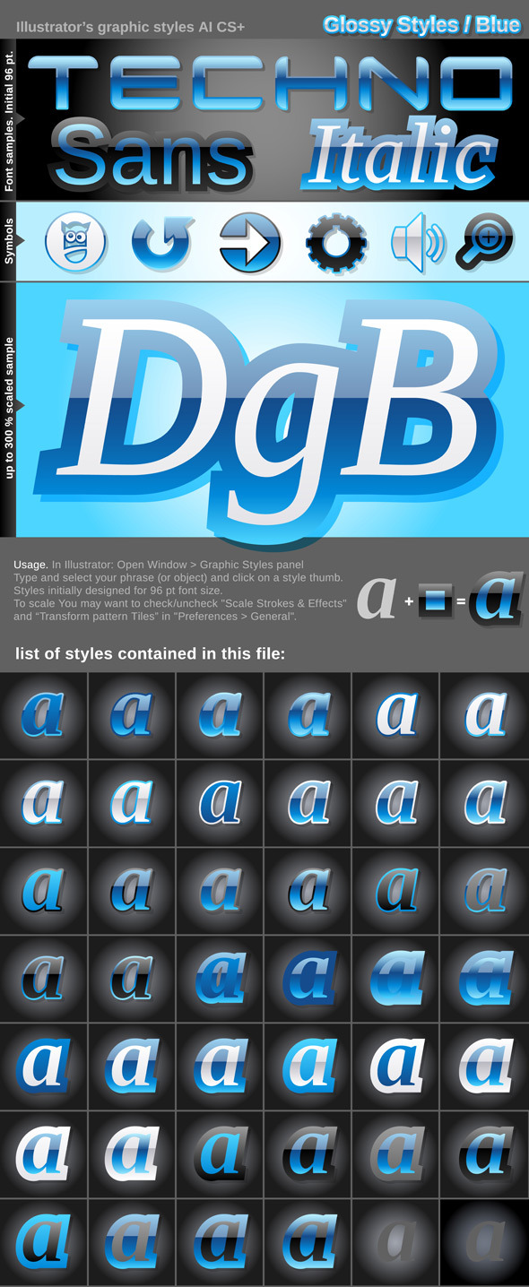 Illustrator Graphic Styles. Glossy - Styles Illustrator