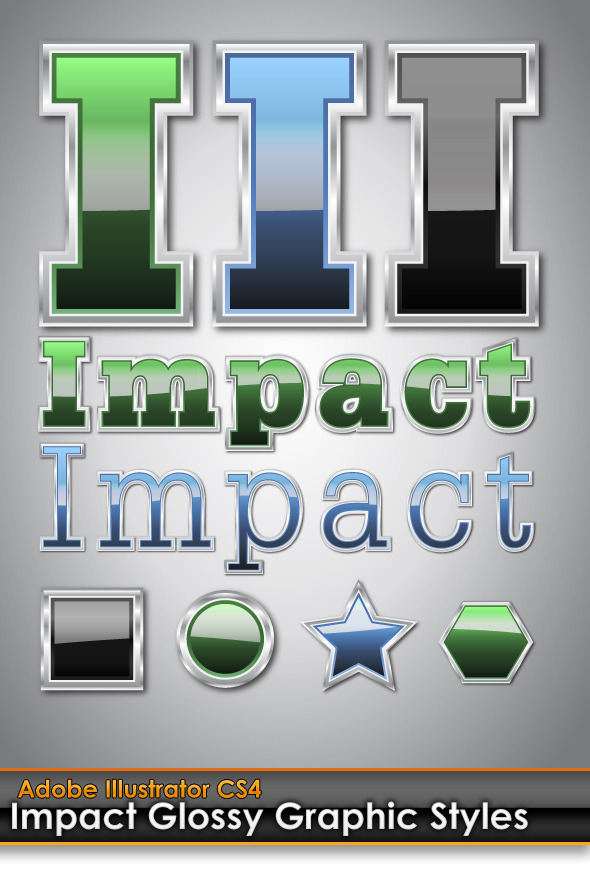 Impact Glossy Illustrator Graphic Styles - Styles Illustrator