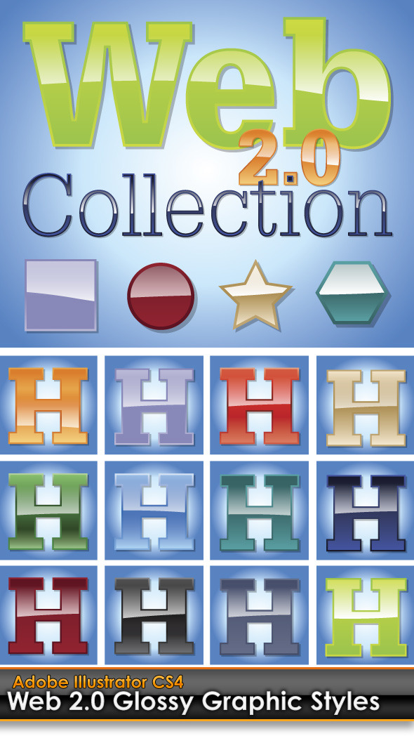 Web 2.0 Glossy Illustrator Graphic Styles - Styles Illustrator
