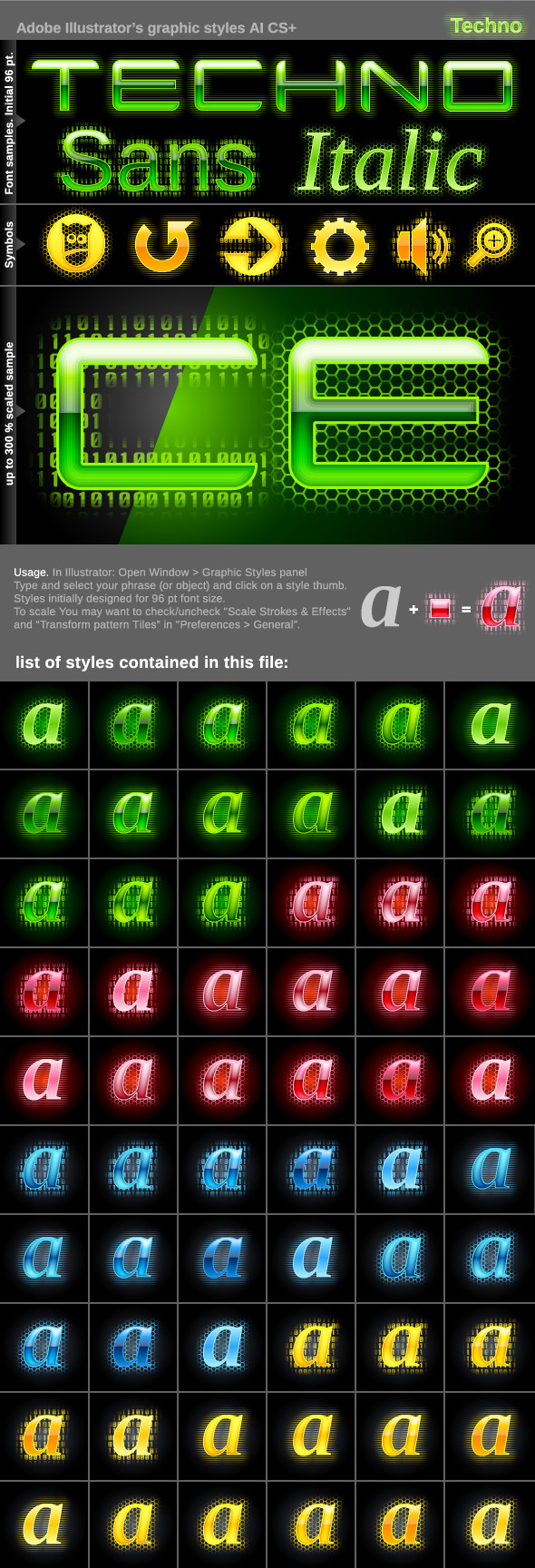 Illustrator Graphic Styles. Techno - Styles Illustrator