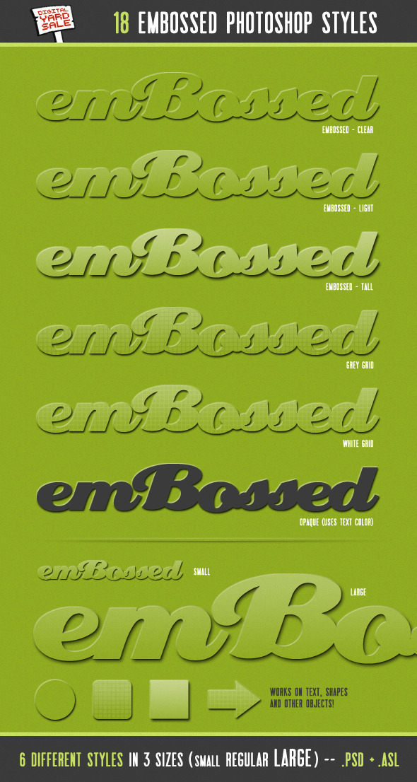 emBossed - 18 Photoshop Layer Styles - Text Effects Styles