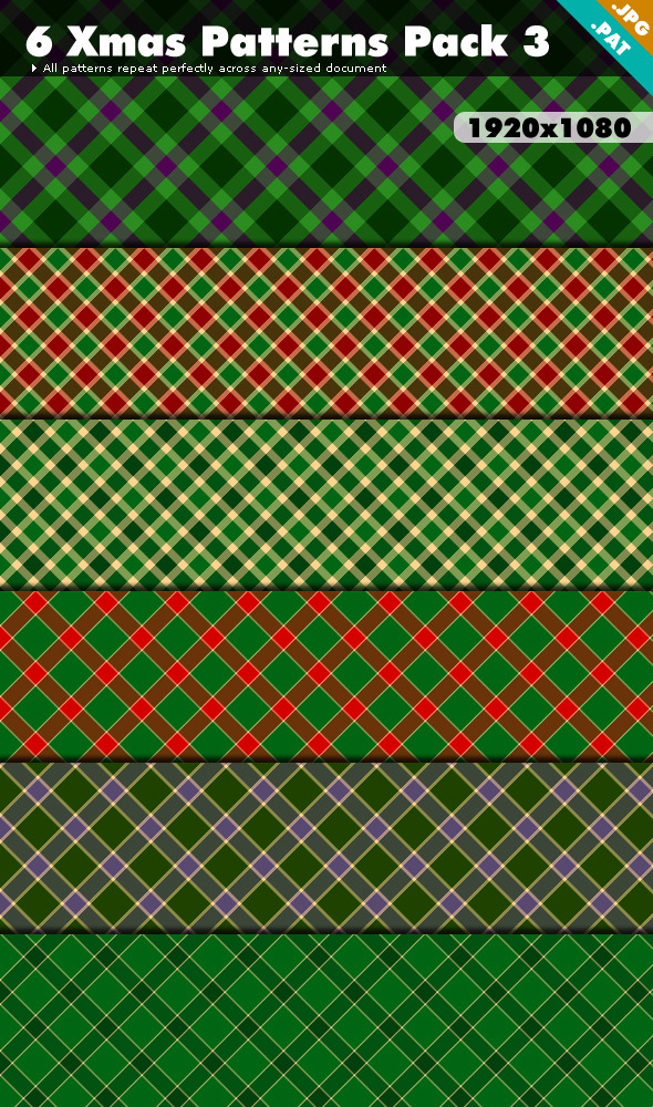 Xmas Patterns Pack 3 - Textures / Fills / Patterns Photoshop