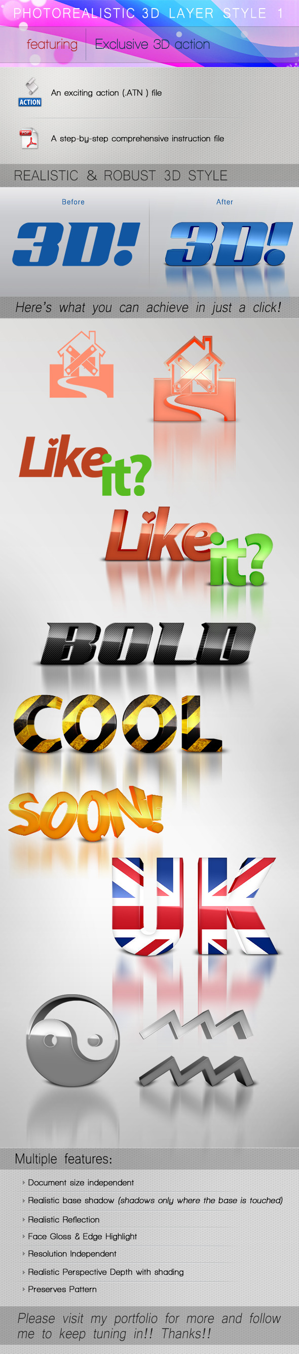 PHOTOREALISTIC 3D LAYER STYLE 1 - Text Effects Actions
